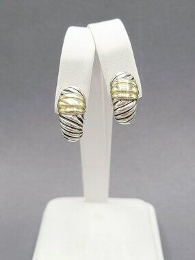 David Yurman Thoroughbred Shrimp Earrings in Sterling Silver w/ 14K Yellow Gold
